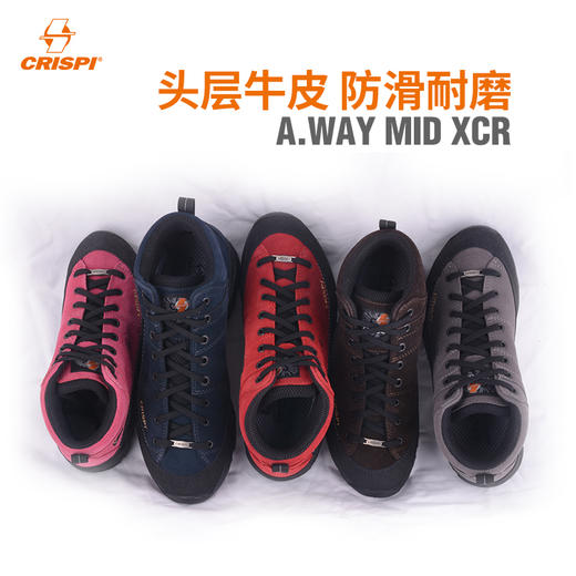 7.5折CRISPI A WAY MID GTX 耐磨防滑登山鞋男女款徒步鞋牛皮防水户外鞋跑马拉松比赛越野跑步耐力跑训练慢跑健身徒步运动 商品图0