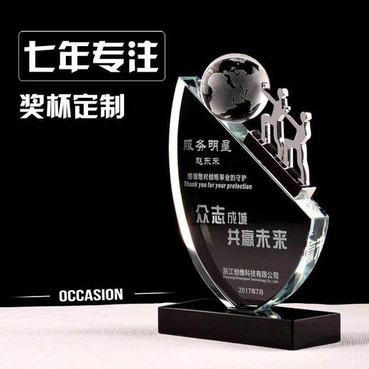 创意水晶奖杯奖牌定制高档授权牌荣誉冠军比赛奖杯定做颁奖刻字 商品图0