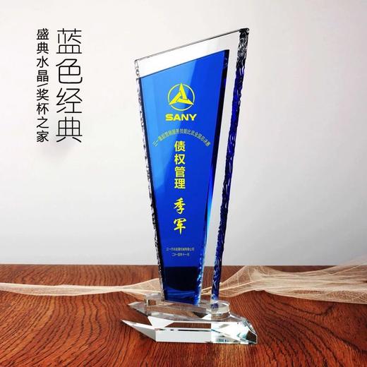 水晶奖杯刻字纪念品现货刻字纪念品蓝色奖牌定制定个性奖杯 商品图0