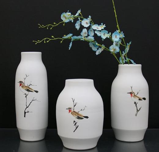 【花瓶】*花瓶景德镇陶瓷三件套简约现代礼品手绘装饰摆件陶瓷工艺品 商品图0