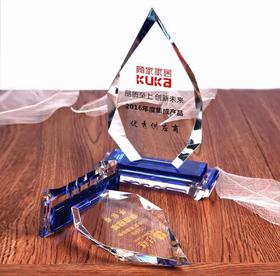 优秀员工颁奖创意水晶奖杯定制 比赛冠军水晶奖牌定做刻字奖座