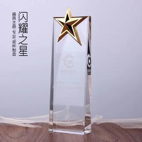 高档五角星水晶奖杯定制定做创意优秀员工颁奖奖杯奖品制作刻字