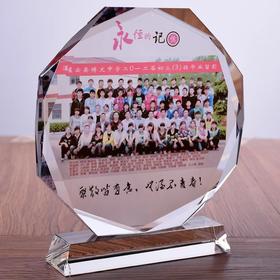 水晶奖牌定制同学聚会毕业礼物留念退伍军人纪念品纪念章臂章刻字