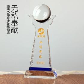 水晶奖杯定制 创意奖杯 公司年会表彰用品会议纪念品定做蒸蒸日上