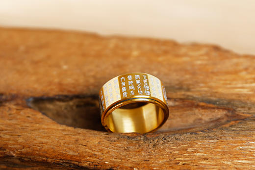 金光钛钢指环，可转动戒指 商品图6