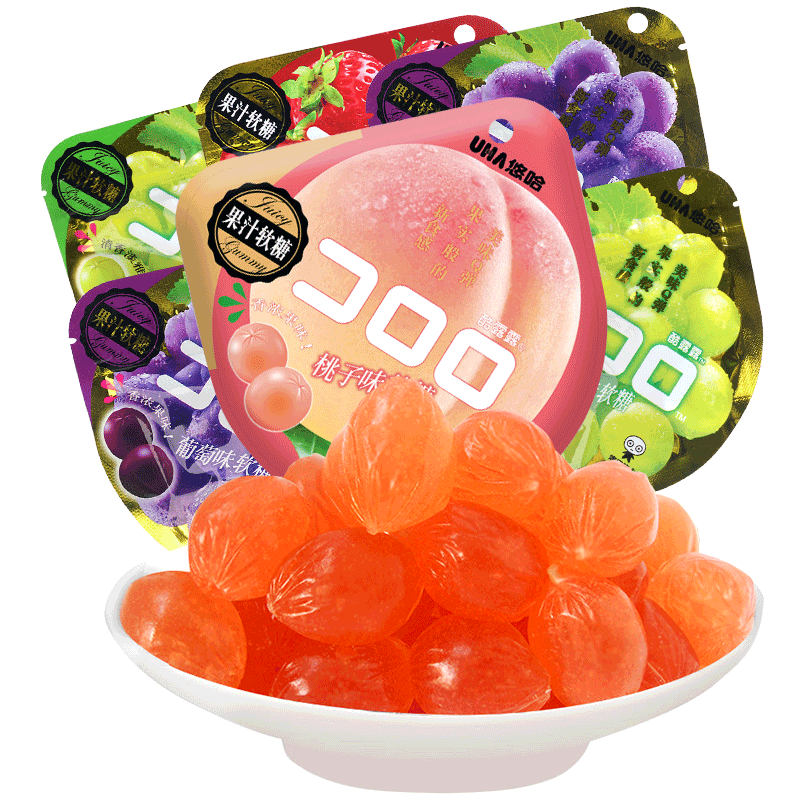 网红抖音 悠哈味觉糖酷露露水果汁软糖52g*6包