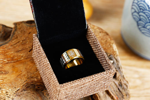 金光钛钢指环，可转动戒指 商品图8