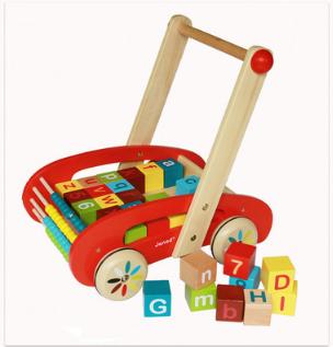 【儿童玩具】Janod木制宝宝智力学步珠算积木婴幼儿手推车六一儿童玩具 商品图2