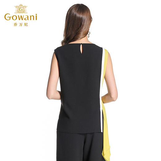 乔万尼夏季上衣时尚通勤修身拼色设计感无袖衬衫EB2C866 商品图2