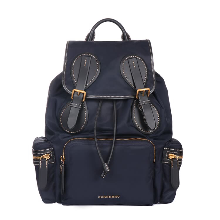 burberry 巴宝莉 男士深蓝色织物配皮双肩背包 40648651