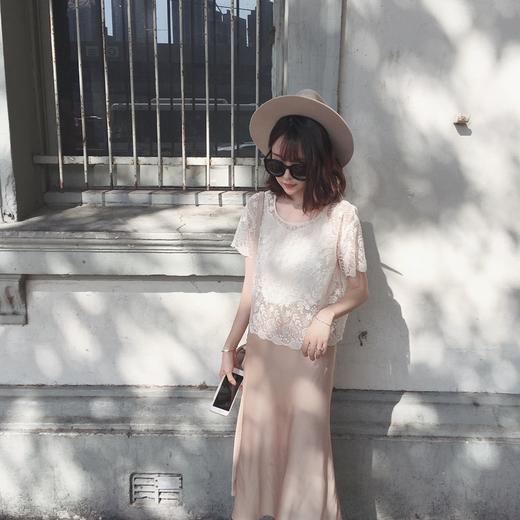 金蘑菇菇 香槟色 很好搭的轻优雅中长半裙 商品图0