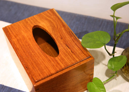 红桥红 精品  大果紫檀 【22  素面纸巾盒】全独板 榫卯结构  实用收藏 商品图2