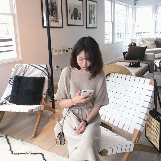 金蘑菇菇 针织连衣裙控 一字领chic简约设计全羊毛腰带 商品图3