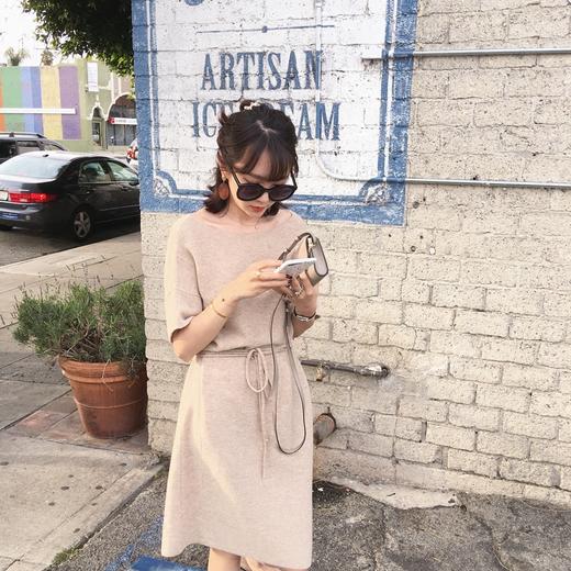 金蘑菇菇 针织连衣裙控 一字领chic简约设计全羊毛腰带 商品图2