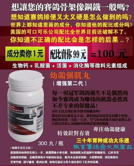 【赢钱2号-幼鸽强肌丸】育雏宝/夺霸/赢钱2号（帝王翔爽） 商品图0