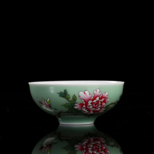 豆青粉彩花开富贵石榴杯6头茶具 商品图1