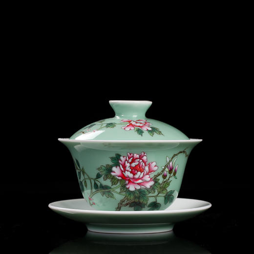 豆青粉彩花开富贵石榴杯6头茶具 商品图3