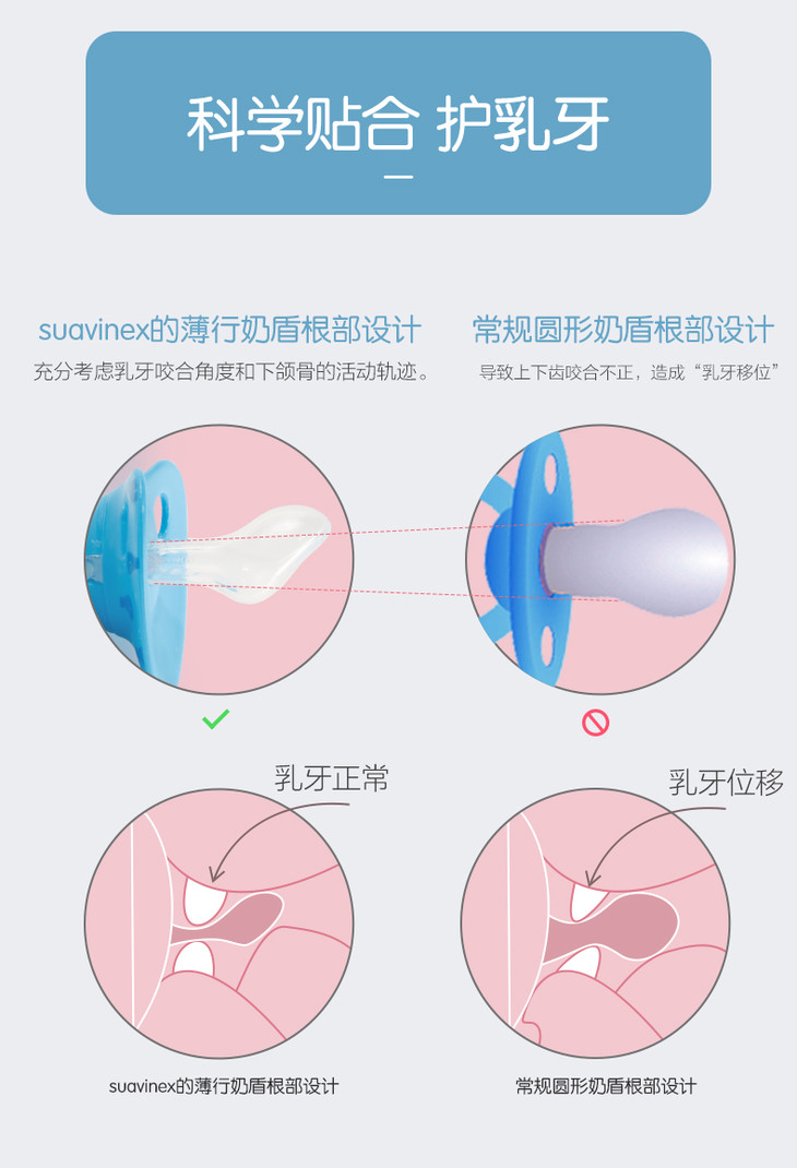 苏维妮suavinex拇指型硅胶安抚奶嘴