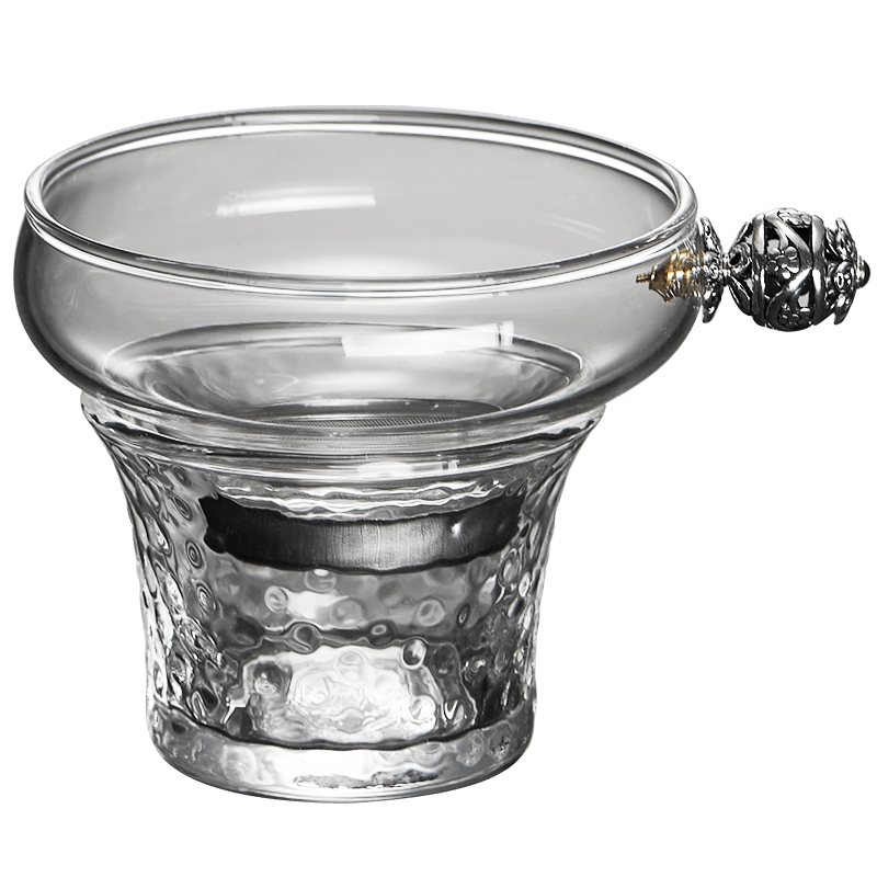 茶道配件-茶漏-玻璃不锈钢滤网玲珑茶漏