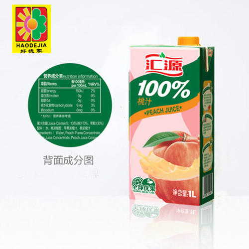 【百汇到家】汇源100%桃汁1升汇源果汁1l 100%桃复合果汁 商品图2