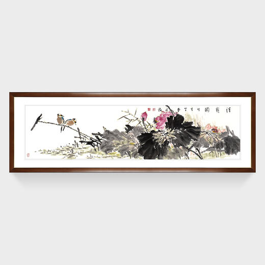 湖山画苑花鸟荷花国画客厅挂画茶室装饰画书房真迹画清韵图王占海