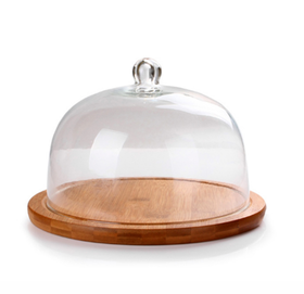 分子专业玻璃烟熏罩、玻璃材质配有竹底座，大小两种尺寸可选！