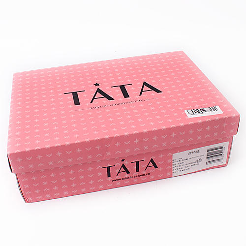 tata35码皮凉鞋女鱼嘴粗跟样鞋c40