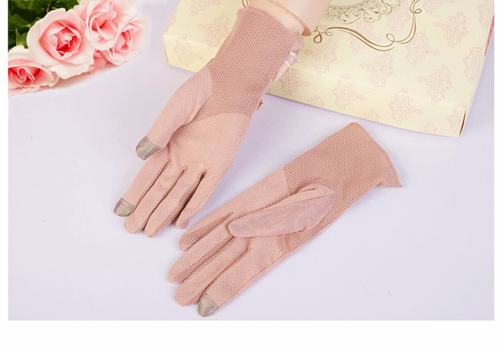 冰丝蕾丝防晒绣花触屏手套