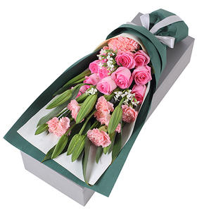 暖暖的问候-百合玫瑰礼盒-全国鲜花速递同城鲜花店配送生日花北京上海杭州广州深圳订花送花