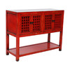 新仿榆木新中式红花格四门柜红漆柜玄关桌QB18040049 Newly made Elm wood Red cabinet 商品缩略图2
