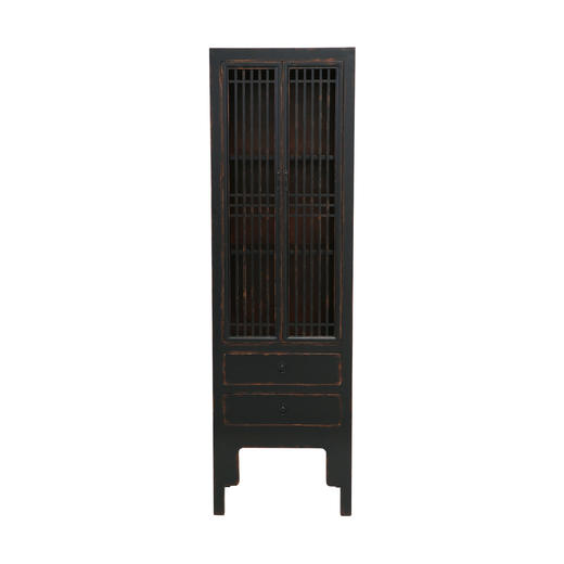 新仿杨木新中式黑二屉二门柜窄柜角柜 QB18040064 Newly made Poplar wood Black cabinet 商品图1