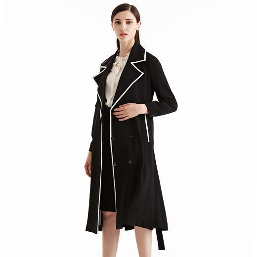EITIE爱特爱女装早秋英伦OL气质西装领长袖薄款风衣外套5504210 商品图3