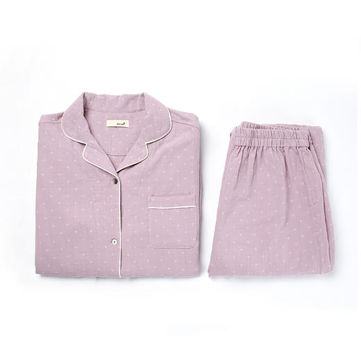 全棉双层纱基础套装 粉紫色女款 商品图1