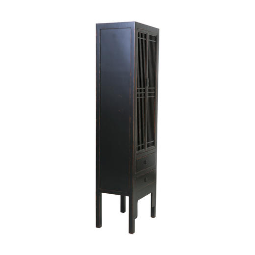 新仿杨木新中式黑二屉二门柜窄柜角柜 QB18040064 Newly made Poplar wood Black cabinet 商品图2