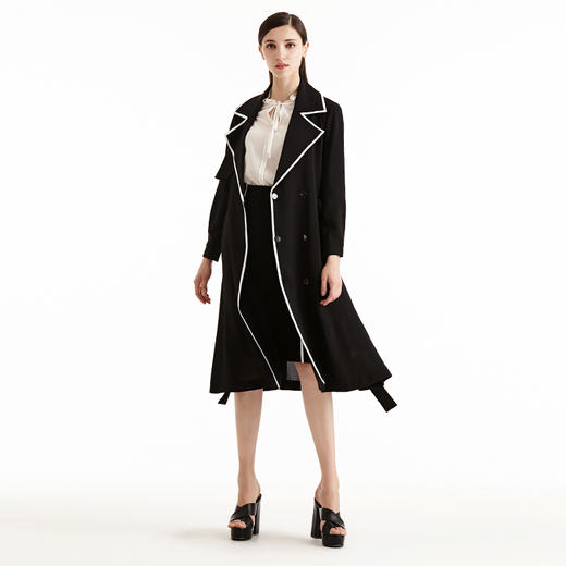 EITIE爱特爱女装早秋英伦OL气质西装领长袖薄款风衣外套5504210 商品图1