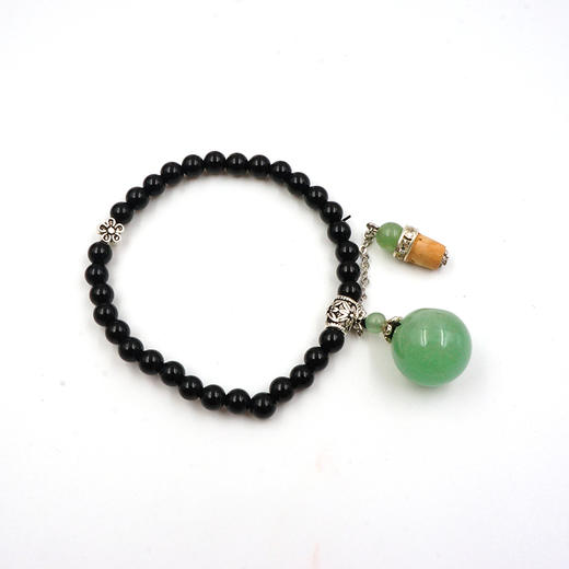 平衡小柅 素腕 黑玛瑙绿东陵扩香手串 单圈手链 扩香饰品 天然玉石 商品图4