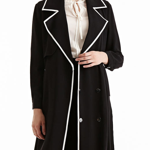 EITIE爱特爱女装早秋英伦OL气质西装领长袖薄款风衣外套5504210 商品图4