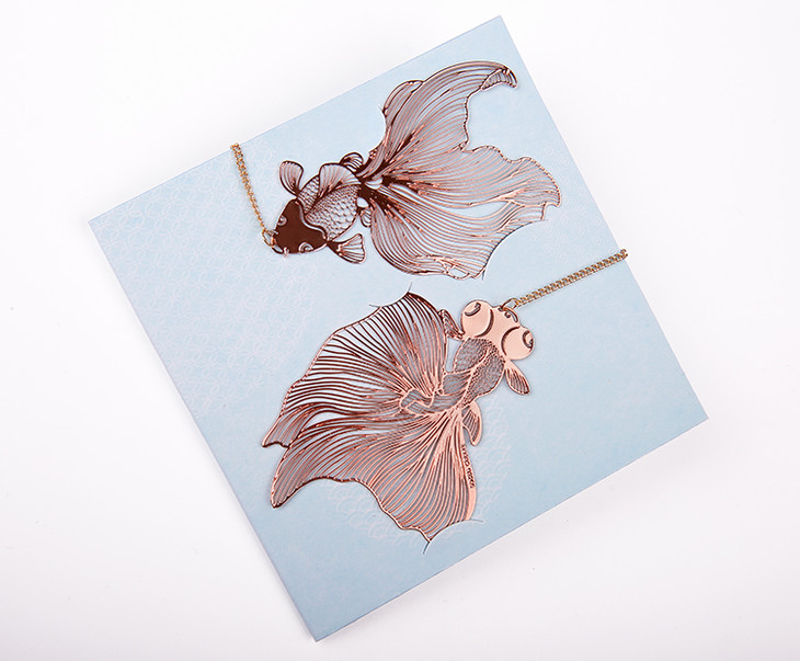 手心里 鱼悦书签 中国风黄铜书签(2片礼盒装)