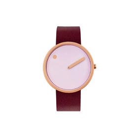PICTO丹麦进口紫粉色牛皮女表时尚潮流石英手表腕表