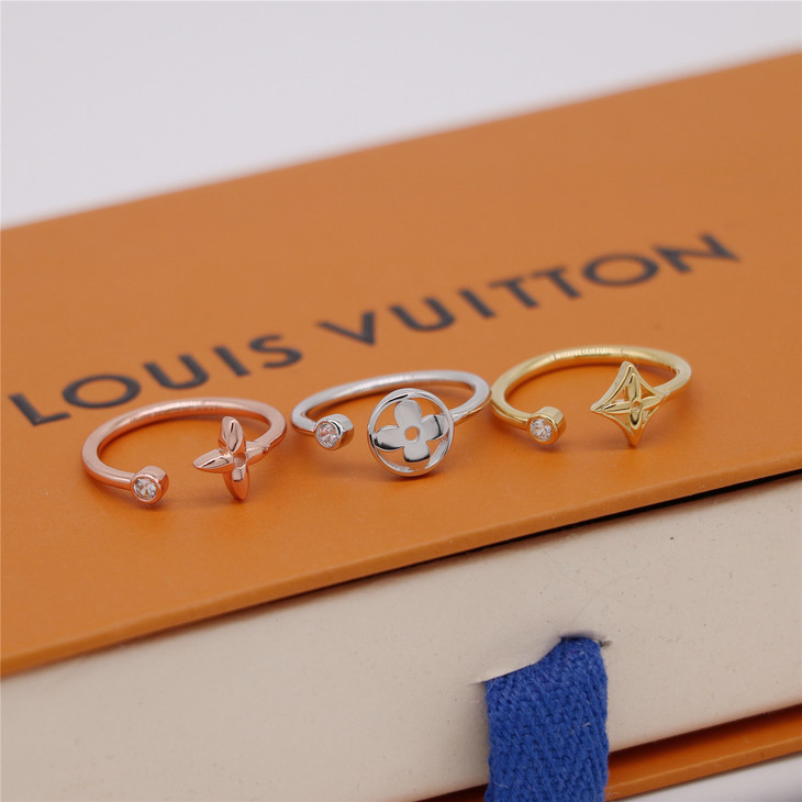 编码lvj00070lv老花三金三件套925纯银戒指指环