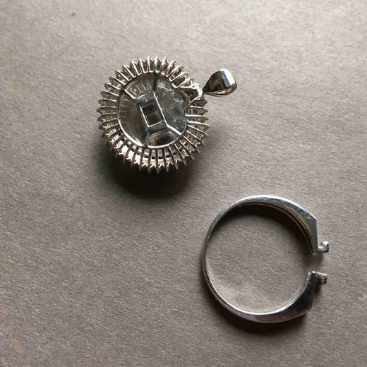 高冰种阳绿翡翠如意戒指吊坠两用18k白金钻石镶嵌 商品图9