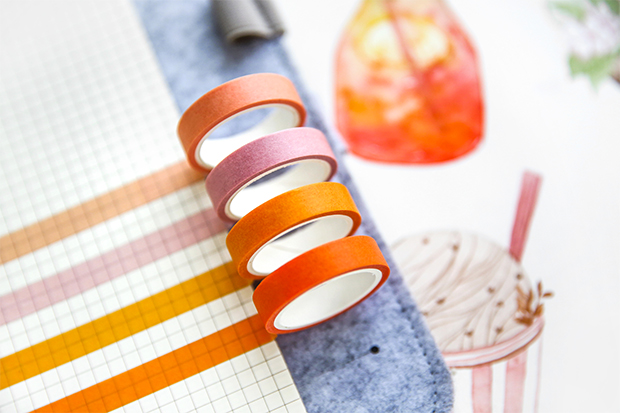 三年二班简约纯色和纸胶带5卷装手账手帐装饰贴纸可撕胶带套装