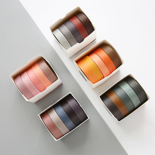 三年二班简约纯色和纸胶带5卷装手账手帐装饰贴纸可撕胶带套装