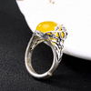 YLY002镂空S990梅花黄玉髓玛瑙纯银戒指 商品缩略图1