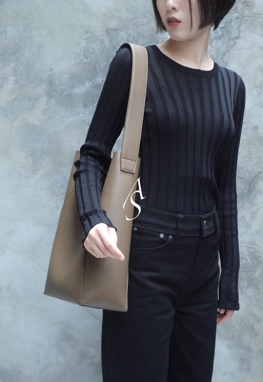 Benbysong咖色/绿色荔枝牛皮大号单肩包 商品图3