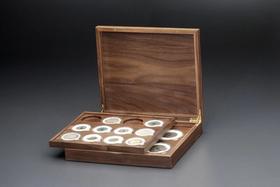 双层黑胡桃实木托盘式钱币收藏盒（SH丁酉年新款）