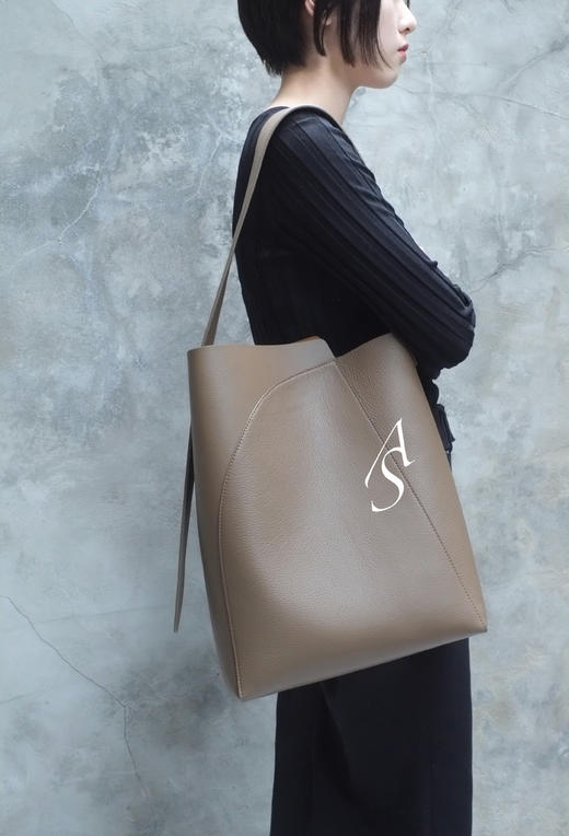 Benbysong咖色/绿色荔枝牛皮大号单肩包 商品图7