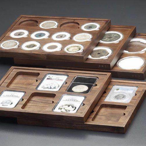 双层黑胡桃实木托盘式钱币收藏盒（SH丁酉年新款） 商品图4