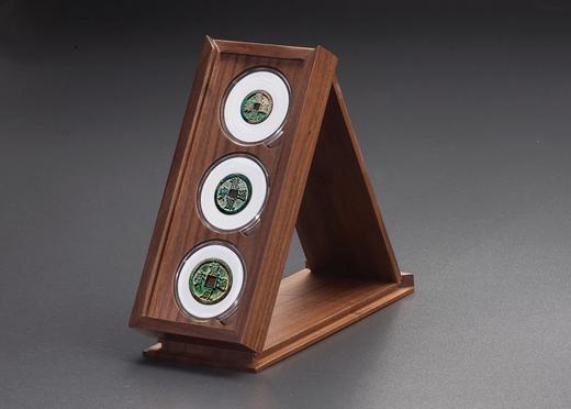 黑胡桃52圆盒三枚套装钱币盒 商品图0