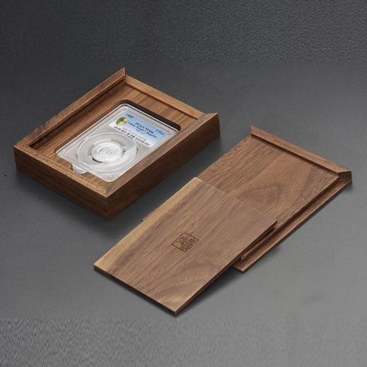 【实木泉匣】黑胡桃全实木(明式素面)PCGS评级币单枚装收藏盒 商品图0